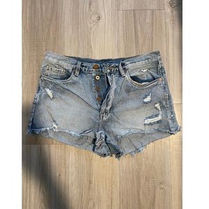 BLANK NYC DISTRESSED HIGH WAISTED SHORTS